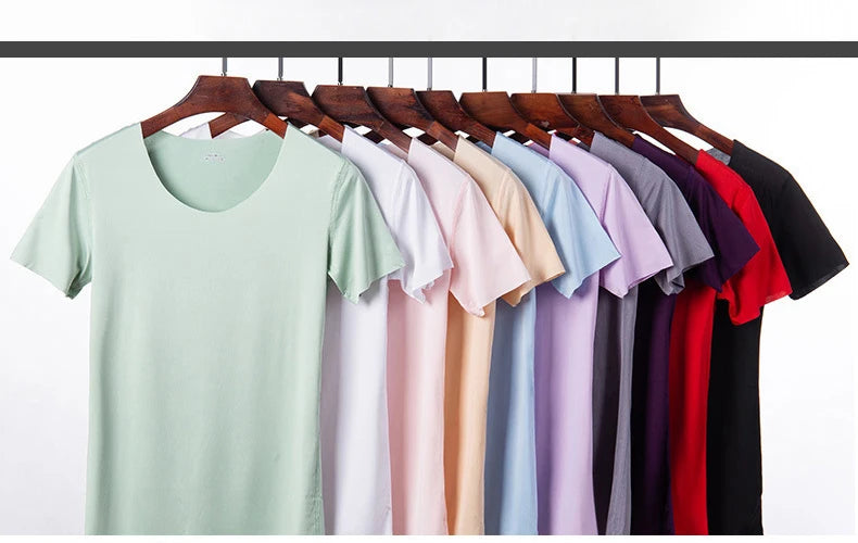 Summer Women T-shirts Ice Silk T-shirt Vest Short Sleeve Tank Fashion Woman Blouses 2023 Slim y2k Tops Undershirt Woman Clothes