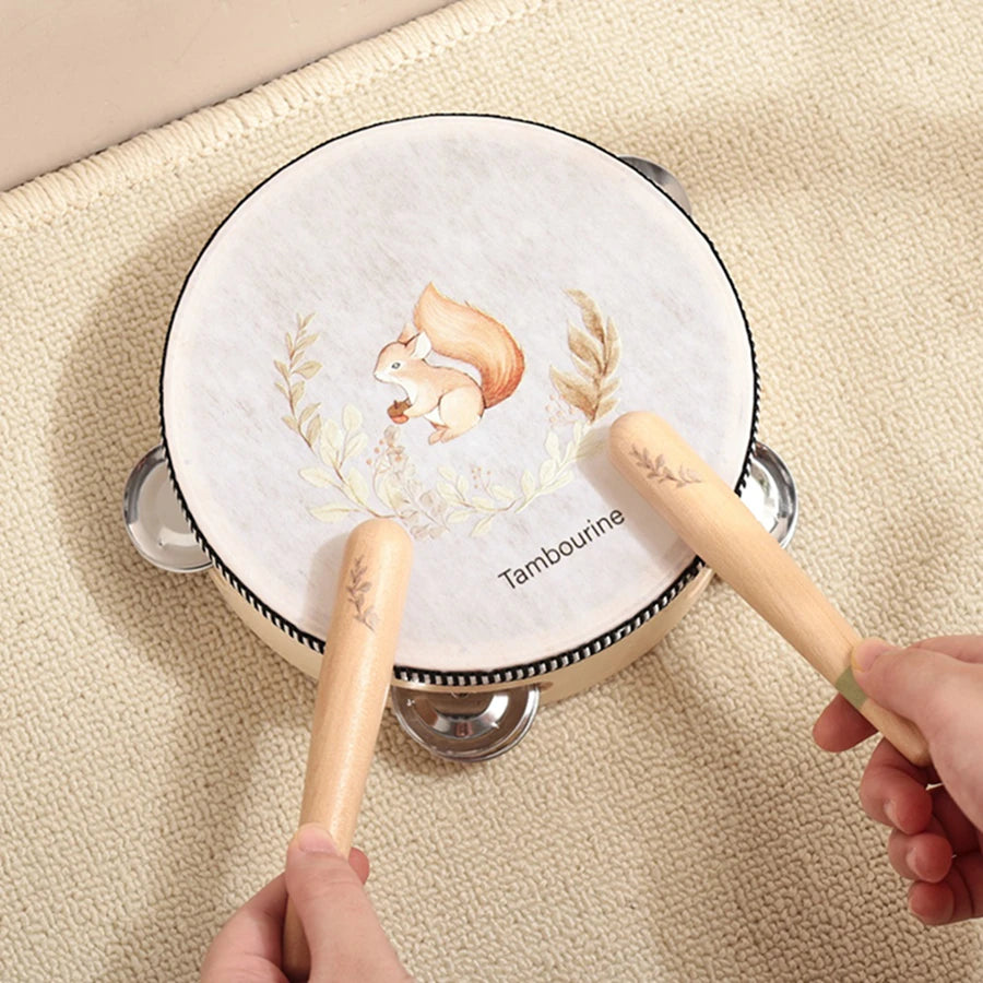 Kids Wooden Montessori Toys Musical Instruments Rattle Toys Wooden Squirrel Percussion Instruments Preschool Educational Toys