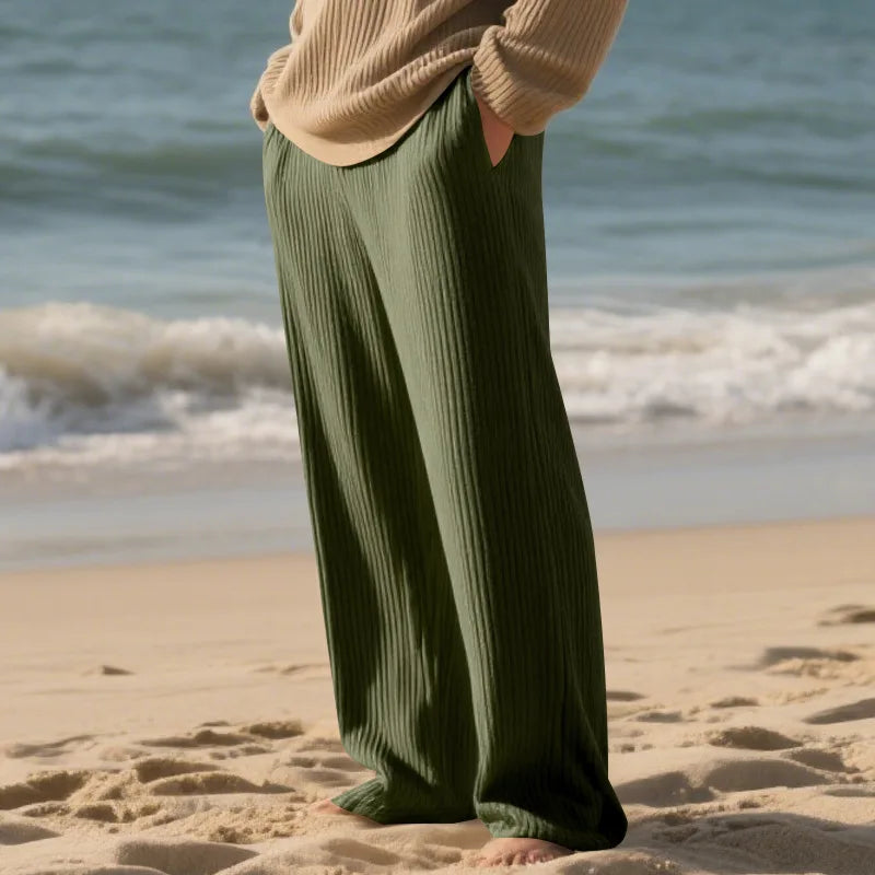 European and American Independent Station Men's Casual Trousers Loose Straight Pants Pit Strips Jacquard Wide Leg Pants