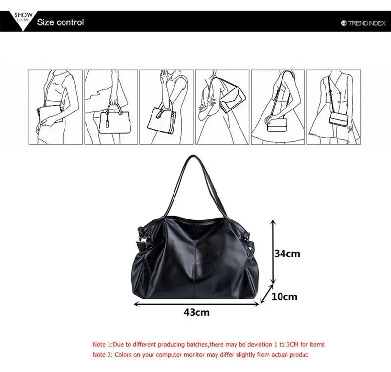 Big Black Tote Bags for Women Large Hobo Shopper Bag Roomy Handbag Quality Soft Leather Crossbody Bag Ladies Travel Shoulder Bag