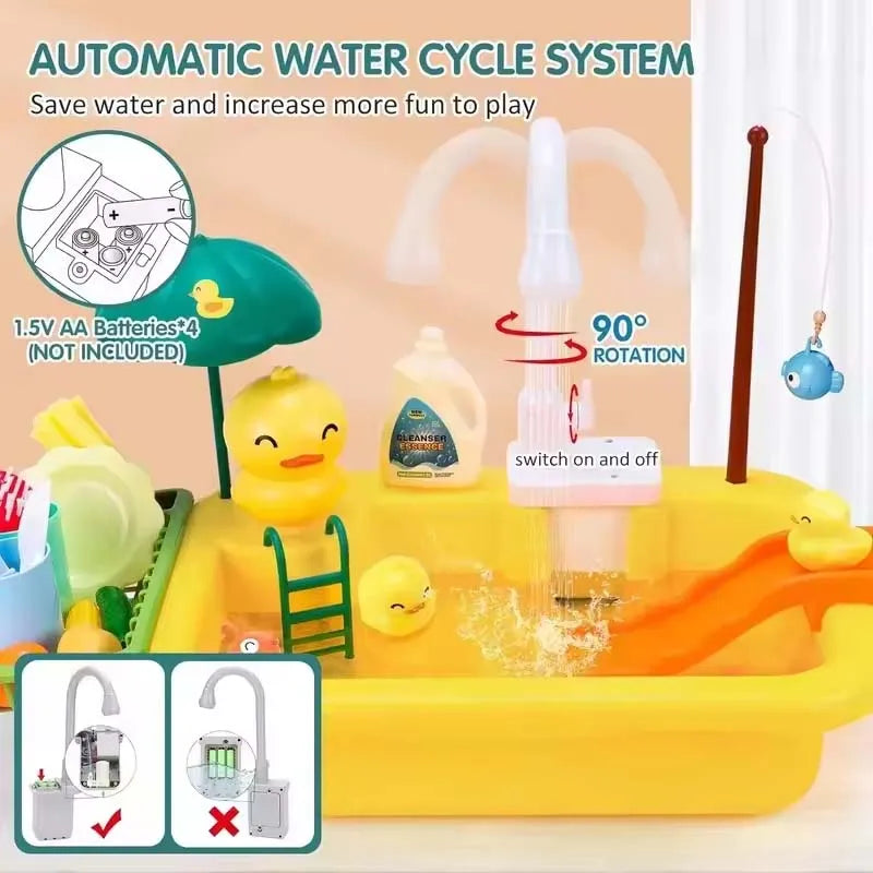 New Play Sink With Kitchen Sink Tap Water  Electric Faucet Play Kitchen Toy Swimming Pool Floating Fishing Toys Water Play Gift