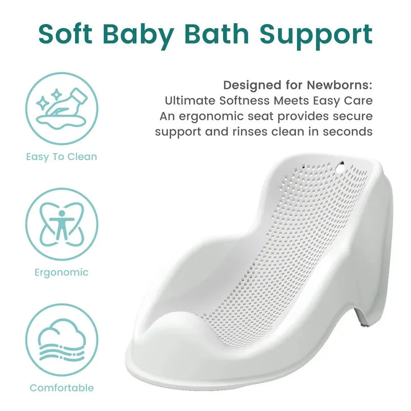 Soft Baby Bath Support for Newborns - Ergonomic, Easy to Clean, Comfortable & Secure Infant Bathing Seat