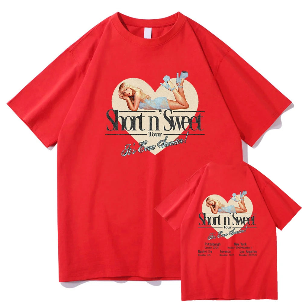 Summer Short N’ Sweet Tour 2025 T-shirt Sabrina Carpenter Lover Men/women Clothing Harajuku Summer Tops Graphic T Shirts Vintage