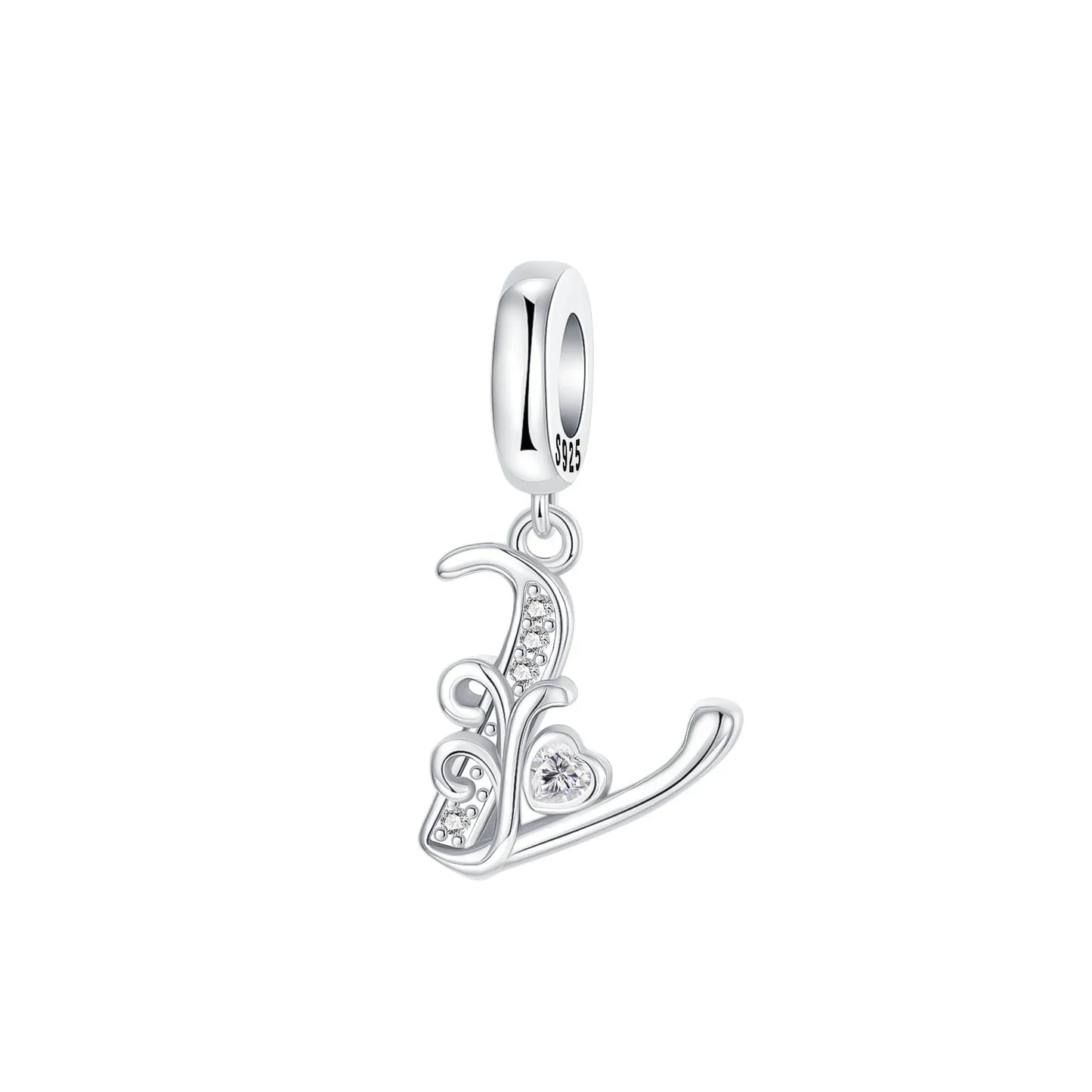 925 Sterling Silver Full series of A-Z letters pendant Charms For Original  Bracelet Charm Necklace Diy Female Jewelry