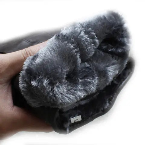 Genuine Leather Gloves (Men/Women): Fleece-Lined Warm, Thin/Thick Cotton, For Motorcycle Riding, Autumn/Winter,  Drop-Shipping