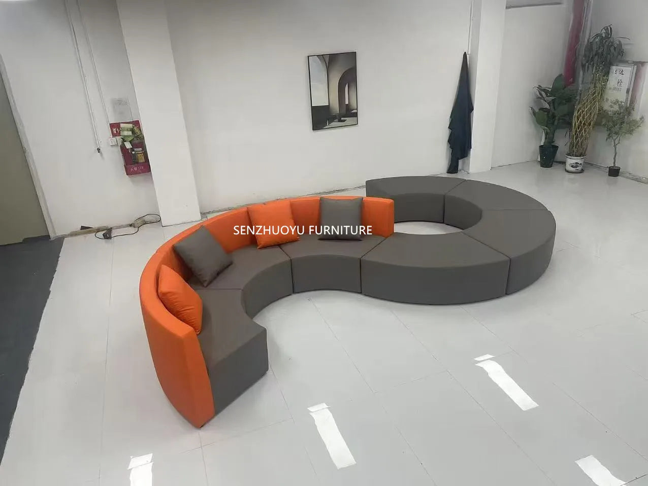 Modern S-Shape Sectional Sofa Set for Home Office for Hotels Public Areas Restaurants Durable PU Leather Cover