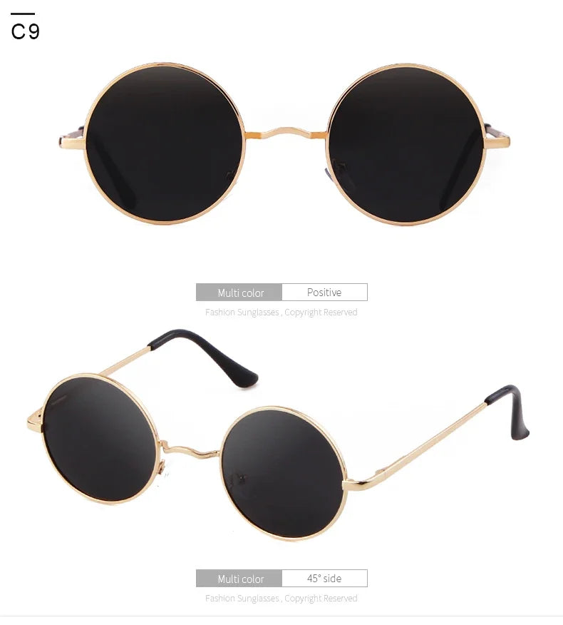 Trendy Round Polarized Sunglasses High Quality Brand Design Vintage Party Men Circle Small Frame Women Yellow Shades Sun Glasses