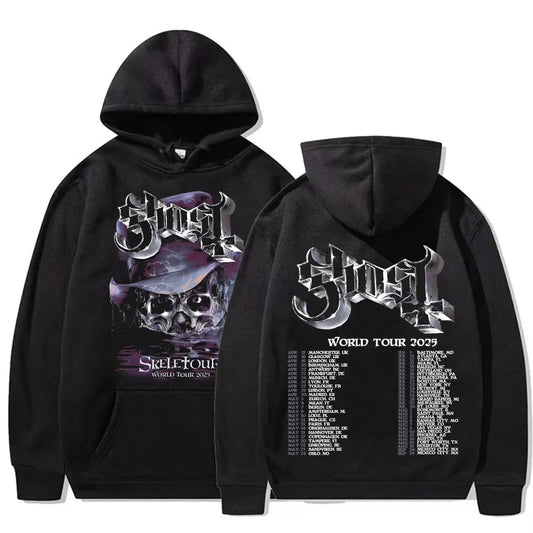 Band Ghost Skeletour World Tour 2025 Merch Hoodie Men Women Fashion Hip Hop Cool Sweatshirt High Quality Hoodies Streetwear Tops