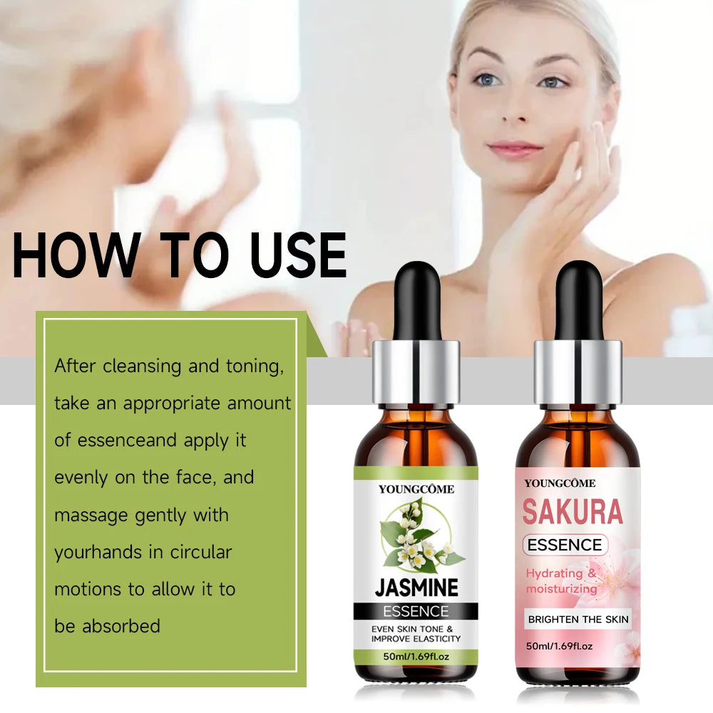 YOUNGCOME﻿ Sakura Skincare Set Korean Face Serum Cream Anti-Aging Wrinkle Moisturize Fade Dark Circles Cosmetics Skin Care Set