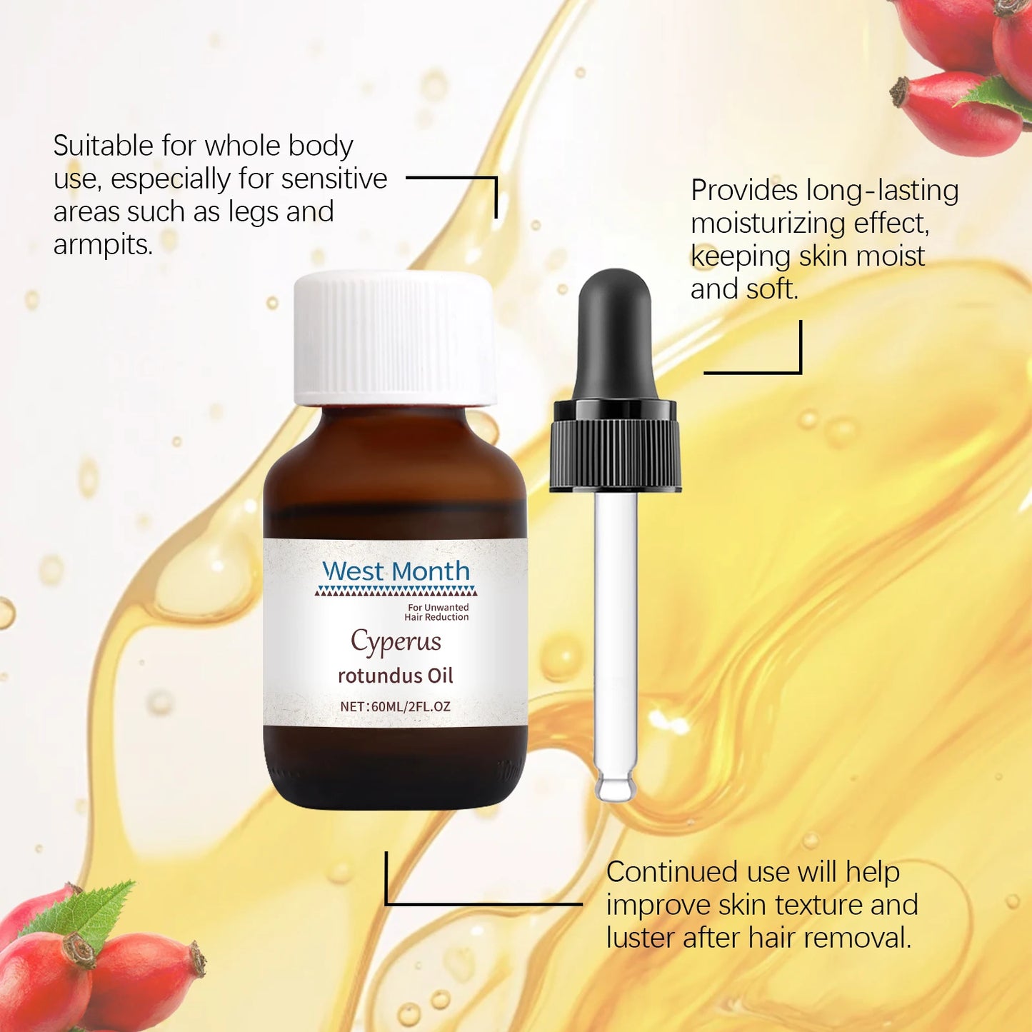 Cyperus Rotundus Depilatory Oil Formula Of Multiple Plant Essential Oils Slows Down Stimulation Of Hair Growth Nourish Protect