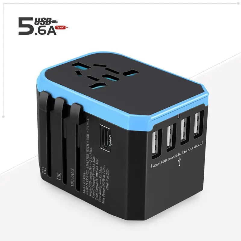 Travel Smart Adapter International Plug Adaptor Wall USB Type C Charger AC Power US EU UK AU for iPhone iPad Android Tablet