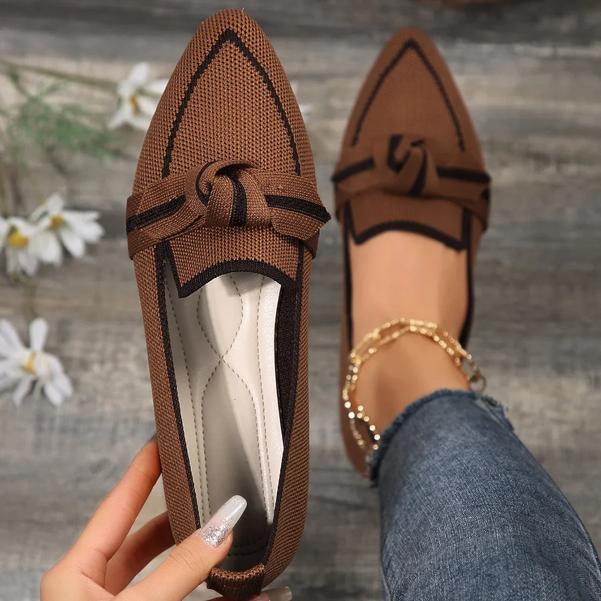 2024 Women Flats Walking Shoes Pointed Top Solid Color Loafers Mesh Breathable Shoes Comfortable Women Sneakers Zapatos De Mujer