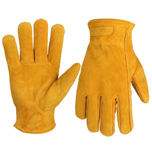 Work Gloves Cowhide Leather Men Working Welding Safety Protective Garden Sports MOTO Driver Clothing Gloves Mittens