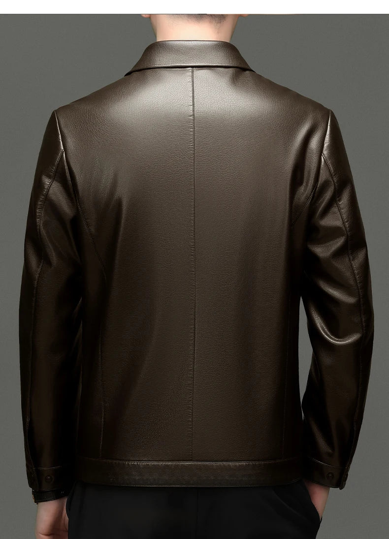 YN-335 Men's Lapel Jacket Natural Leather  Jacket Spring and Autumn Sheepskin Jacket Men