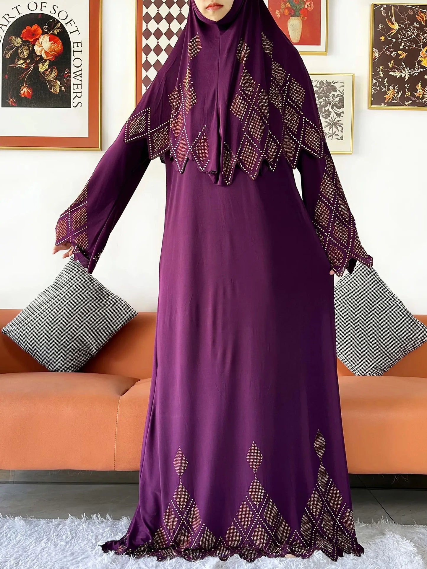 2025 Islamic Women's Hijab Scarf Long Dress Sets Prayer Garment Set Long Khimar Dress And Hijab Combo for Ramadan Daily Wear