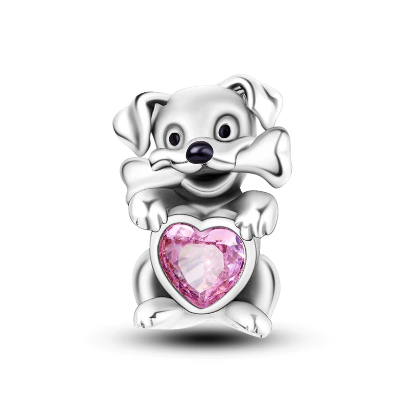 925 Sterling Silver Girl Holding Dog Charms Beads Fit Original 925 Bracelet Making Gift for Woman Jewelry Diy Fashion Pendant