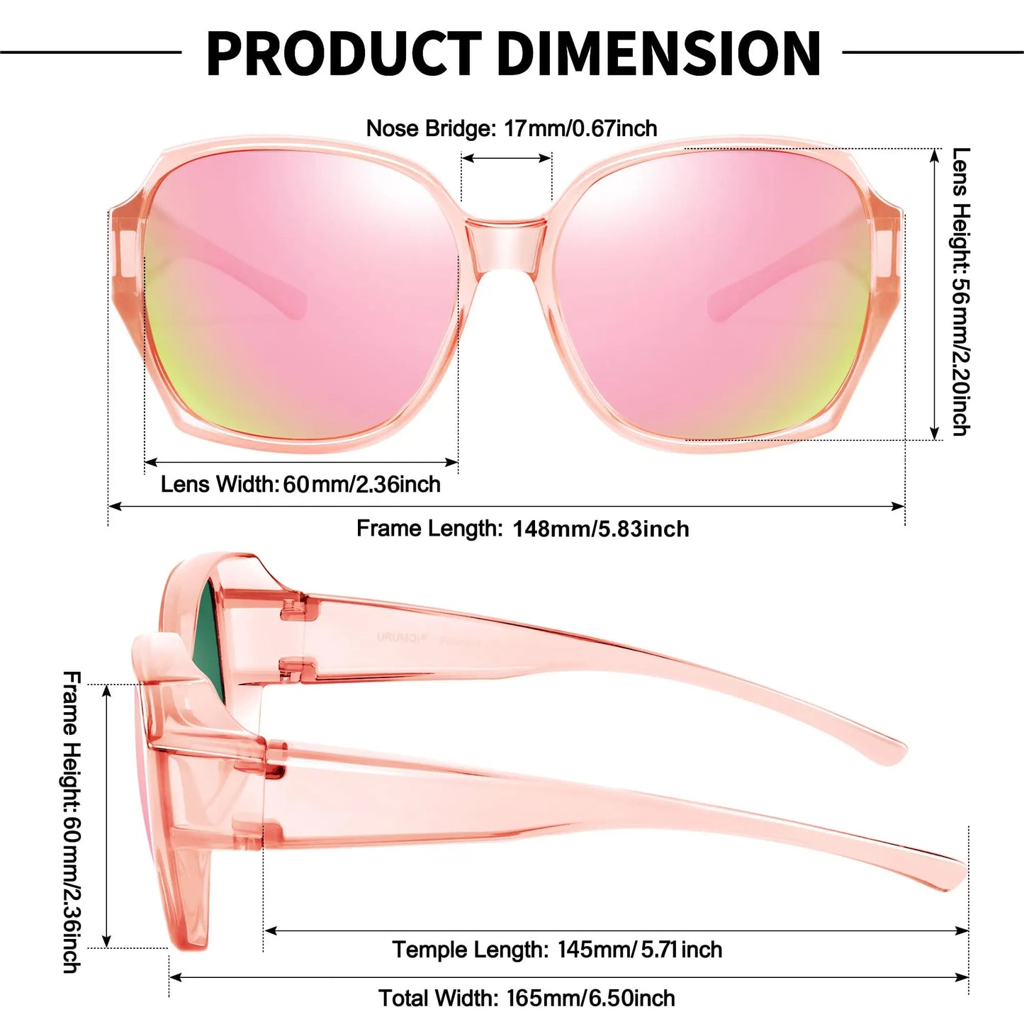 Polarized Sunglasses Fit Over Glasses for Women, UV400 Protection Square Shades Extra Large Sun Glasses