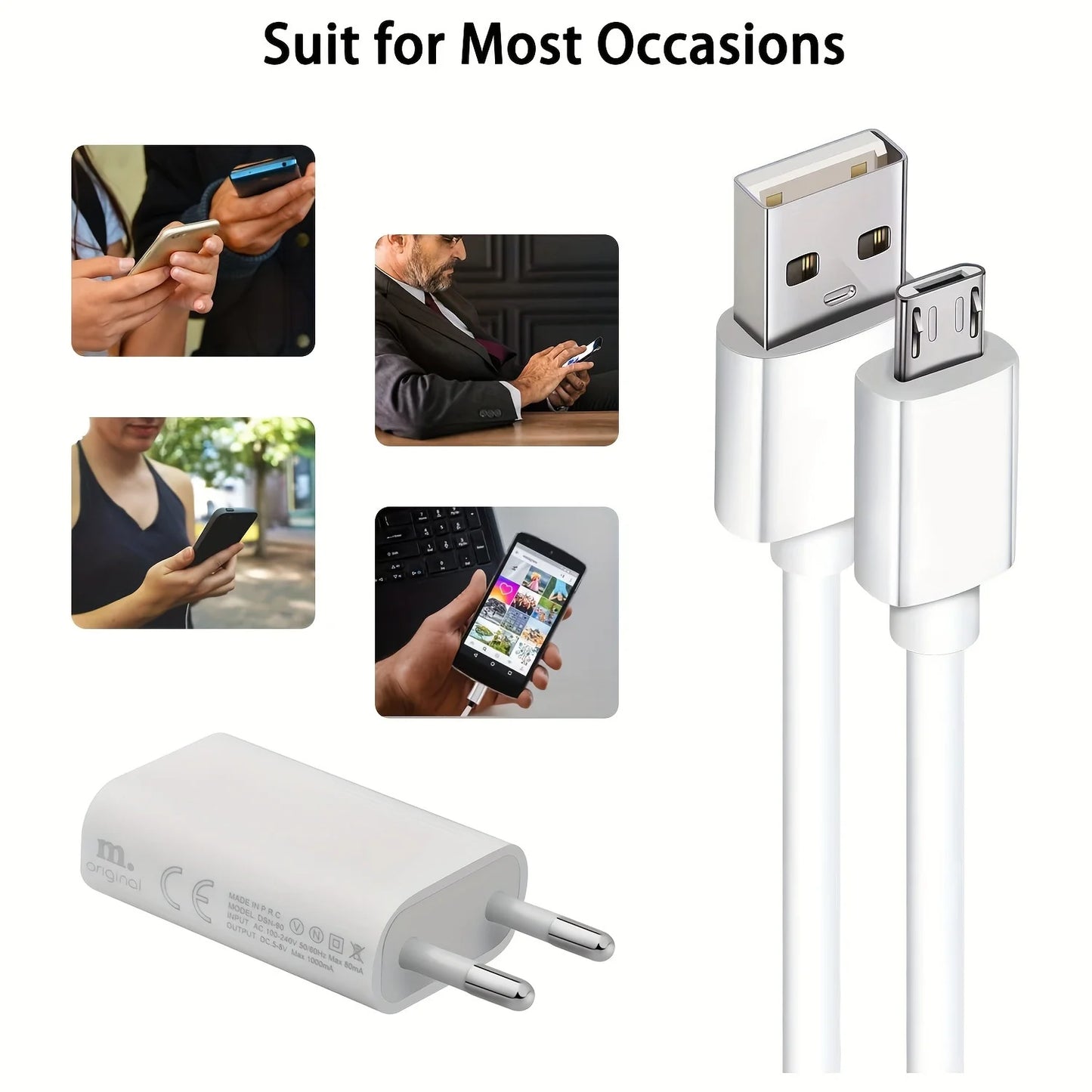 European USB Power Adapter EU Plug Wall Travel Charger 1 Ports USB 5V1A 5V2A Mobile Phone Micro Data Charging