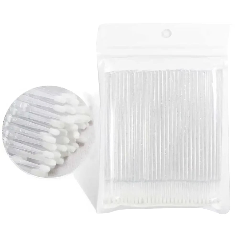 100pcs Eyelash Cleaning Brushes Micro Cotton Swab Individual Removing Makeup Brush Eyelashes Microbrush For Beauty Clean Tools