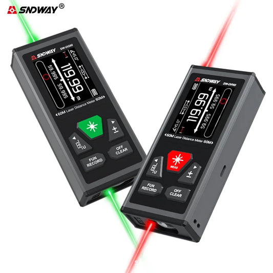 SNDWAY SW-DR60 Dual Laser Distance Meter 60M 100M Bilateral Laser Rangefinder Laser Tape Measure Bidirectional Range Finder