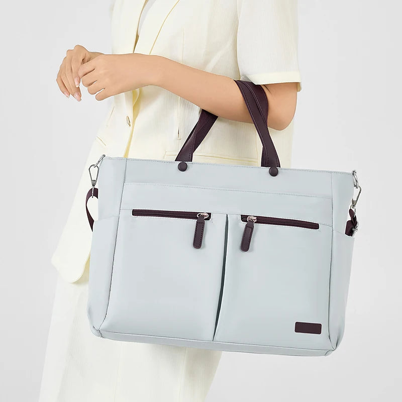 【 Laptop Bag 】 Nylon casual ladies' laptop bag, daily commuting briefcase, lightweight double main pocket single-shoulder bag