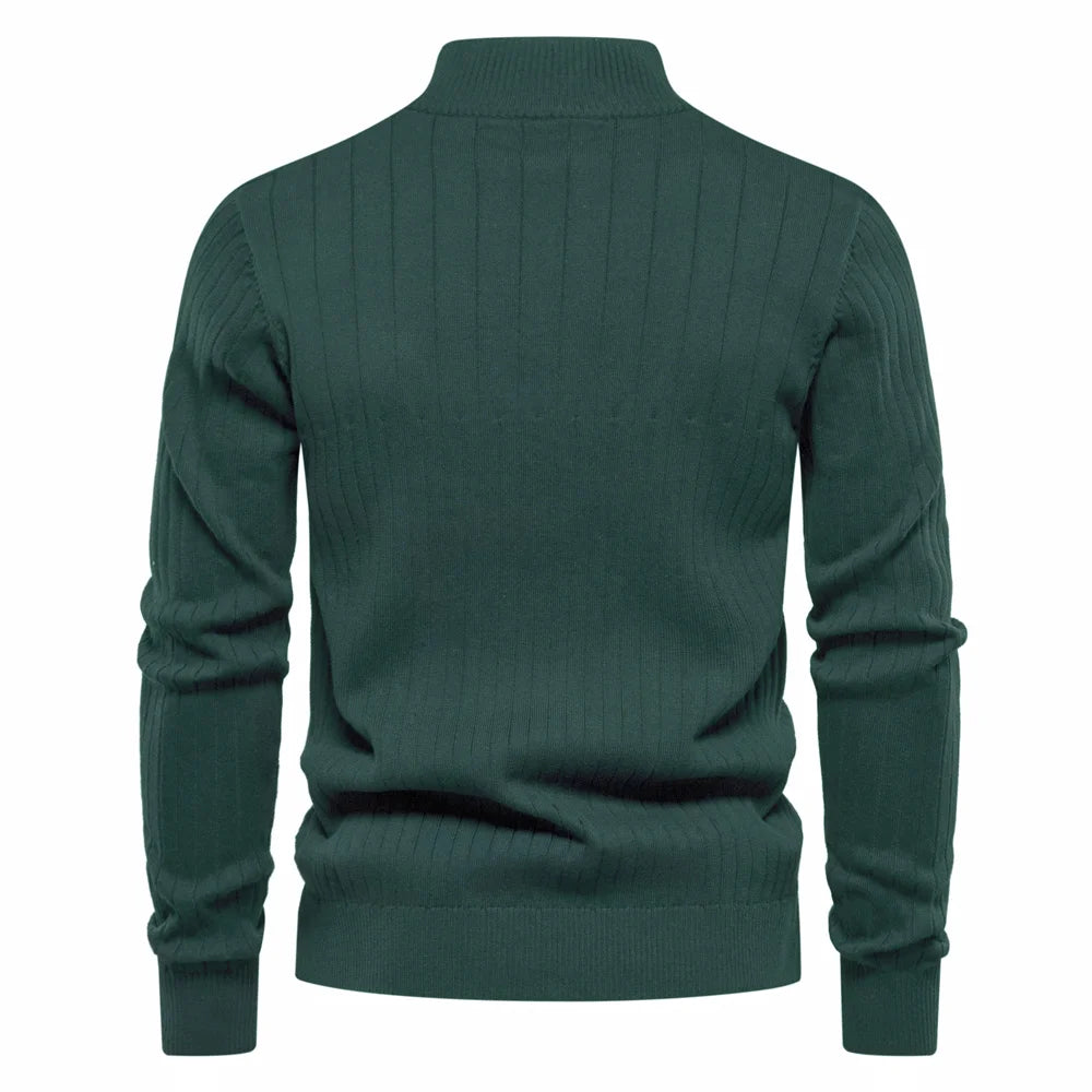 2023 New Autumn Zipper Pullover Sweaters for Men High Quality Warm Winter Stand Collar Cotton Knitted Sweater Men