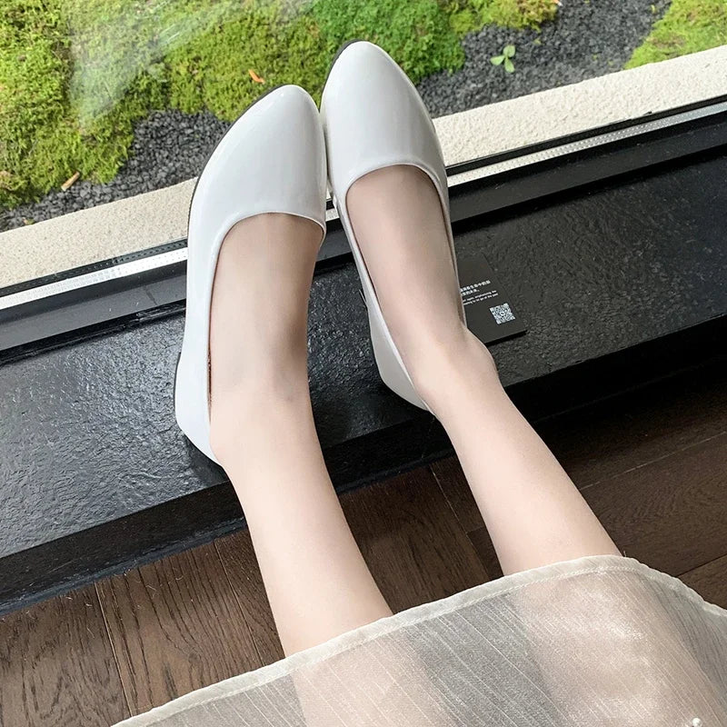 Ladies Formal Flat Shoes Spring Autumn Non-slip Women Black Causal Loafers Uniform Shoes Versatile Women's Ballet Leather Shoes