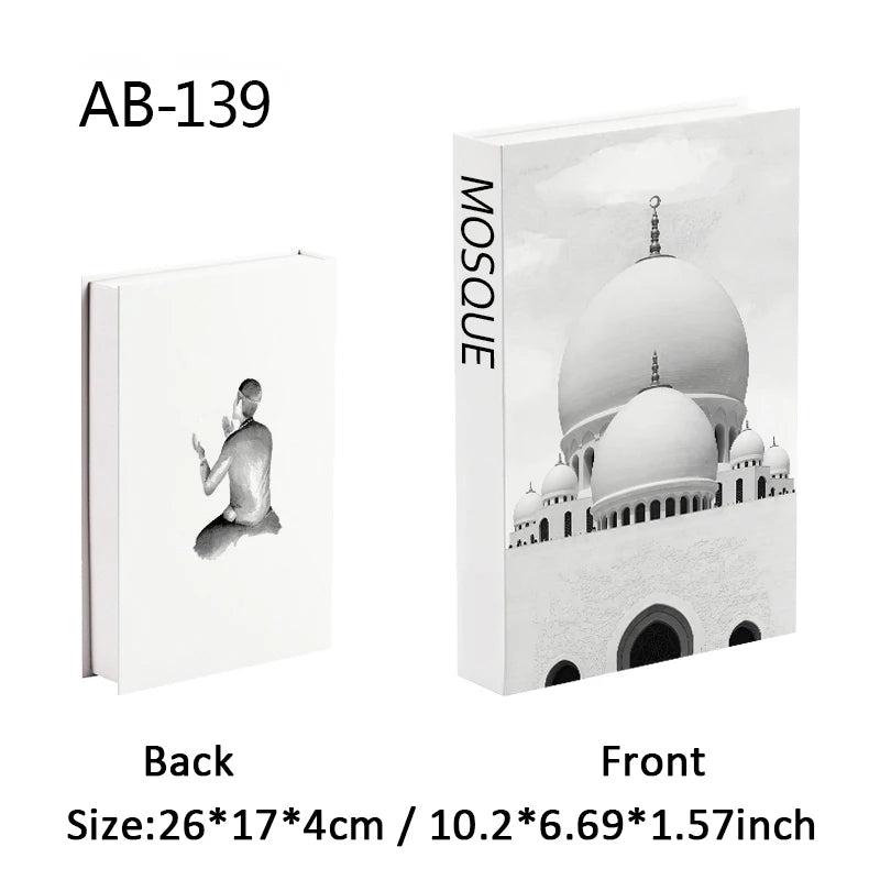 Islamic Mosque Kabaa Luxury Fake Book Home Decor Decorative Books Storage Box Simulation Book Coffee Table Interior Decoration