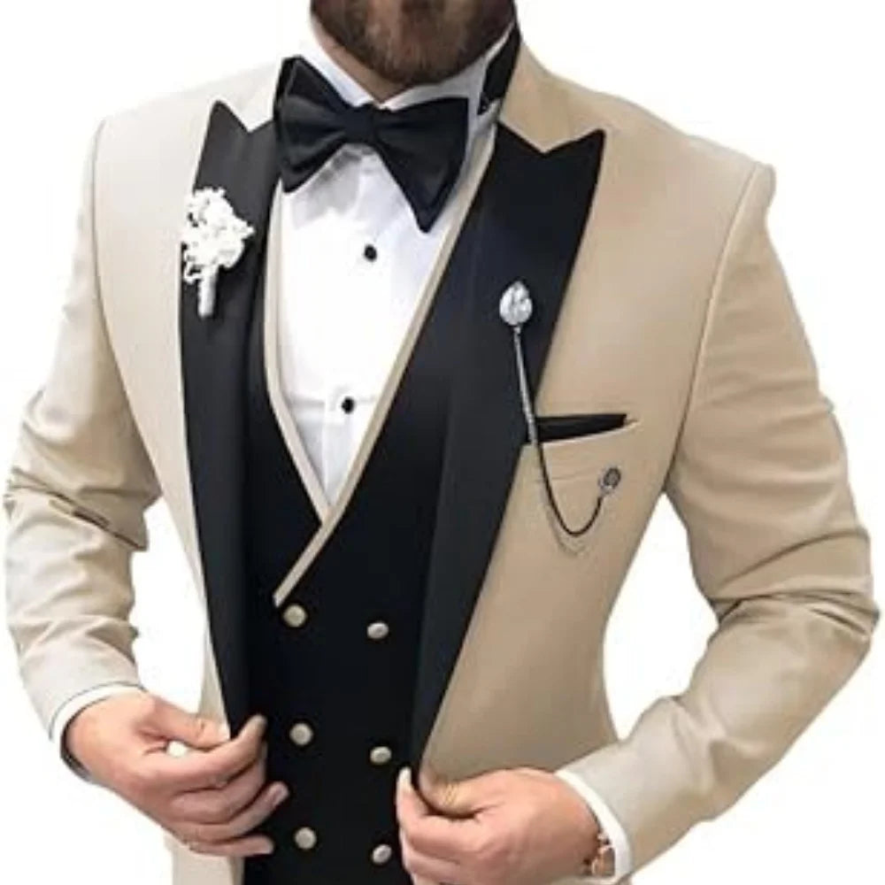 Elegant Suits For Men Wedding 3 Pieces Jackets Vest Pants Blazers Outfit Groom's Classic Full 2025 Formal Costume