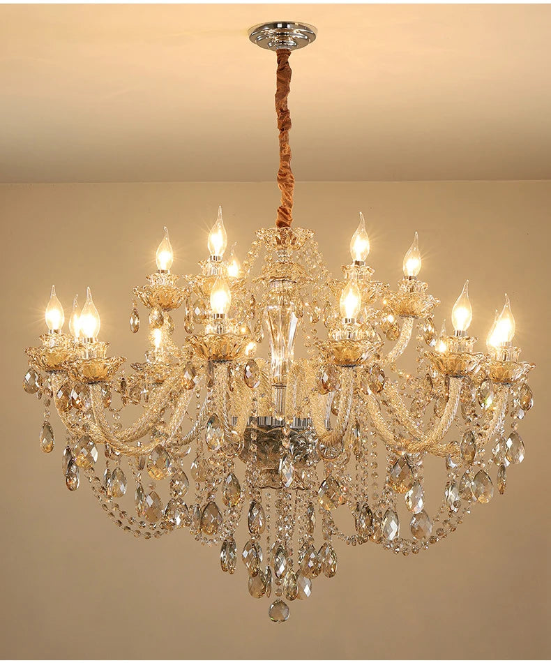 Luxury Living Room Decorate LED Ceiling Pendant Lights Indoor Hanging Lights Fixture Home Crystal Chandeliers Villa Lighting