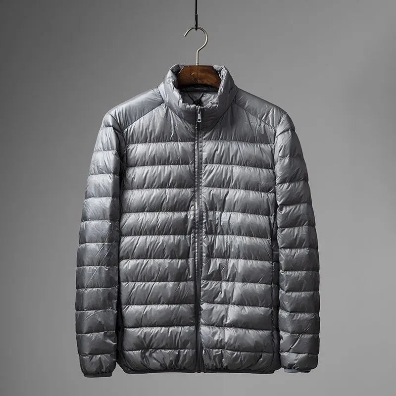 Portable Lightweight Short down Jacket for Men Autumn Winter Cotton Padded Stand Collar Casual Warm Elderly Friendly Outerwear