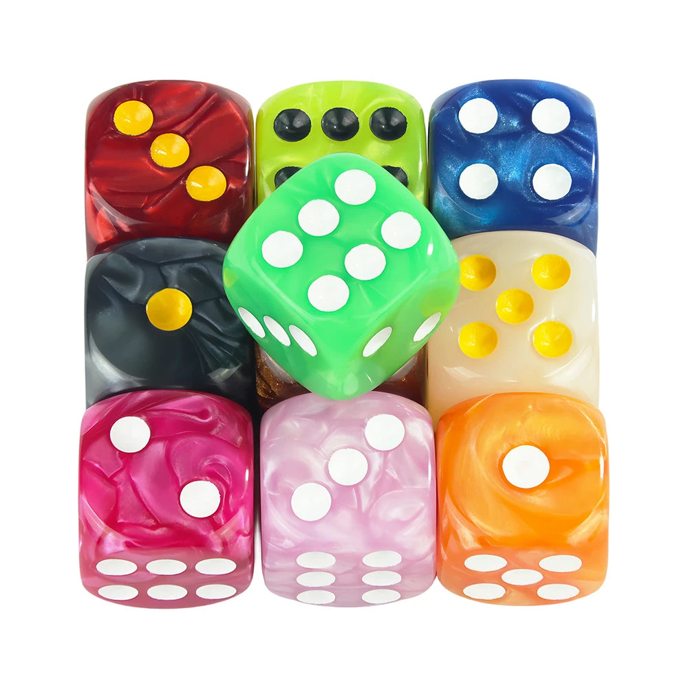 Marble Effect D6 Dice 10pcs 16mm Board Game Dice for Club Party DND RPG Board Game Bar Table Accessories