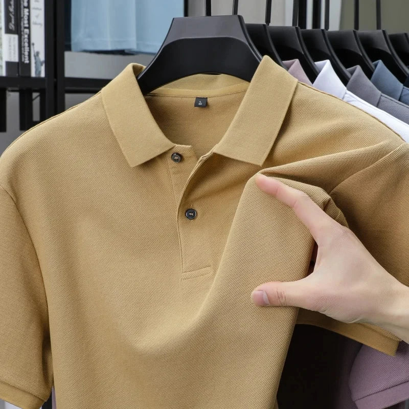 100% pure cotton men's new short-sleeved summer fashion Polo shirt, high-quality luxury premium T-shirt, business casual top