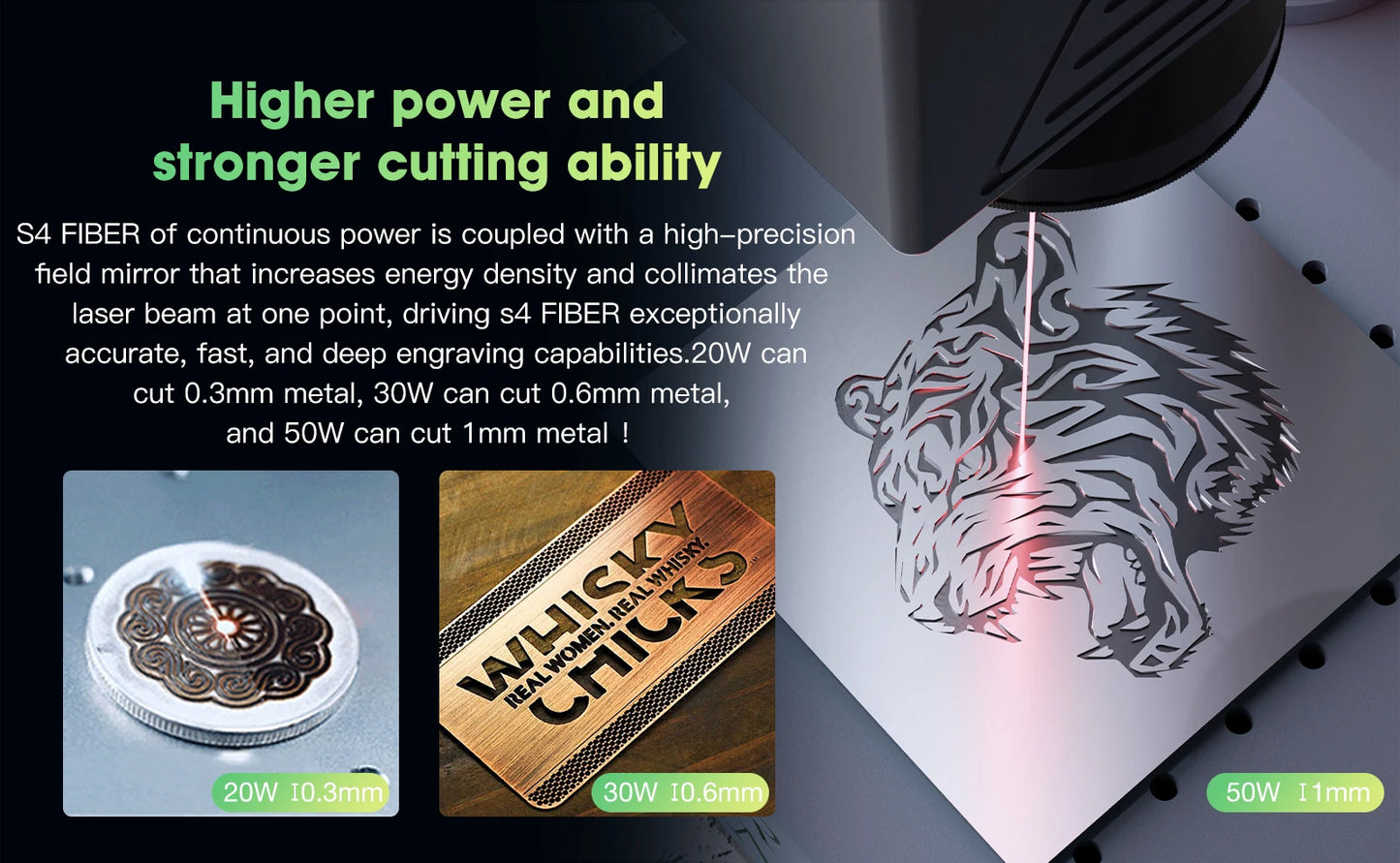 MR.CARVE S4 50W/30W/20W Portable Industrial Fiber Laser Marking Machine for All Metal Jewelry Plastic Leather Fast engraving