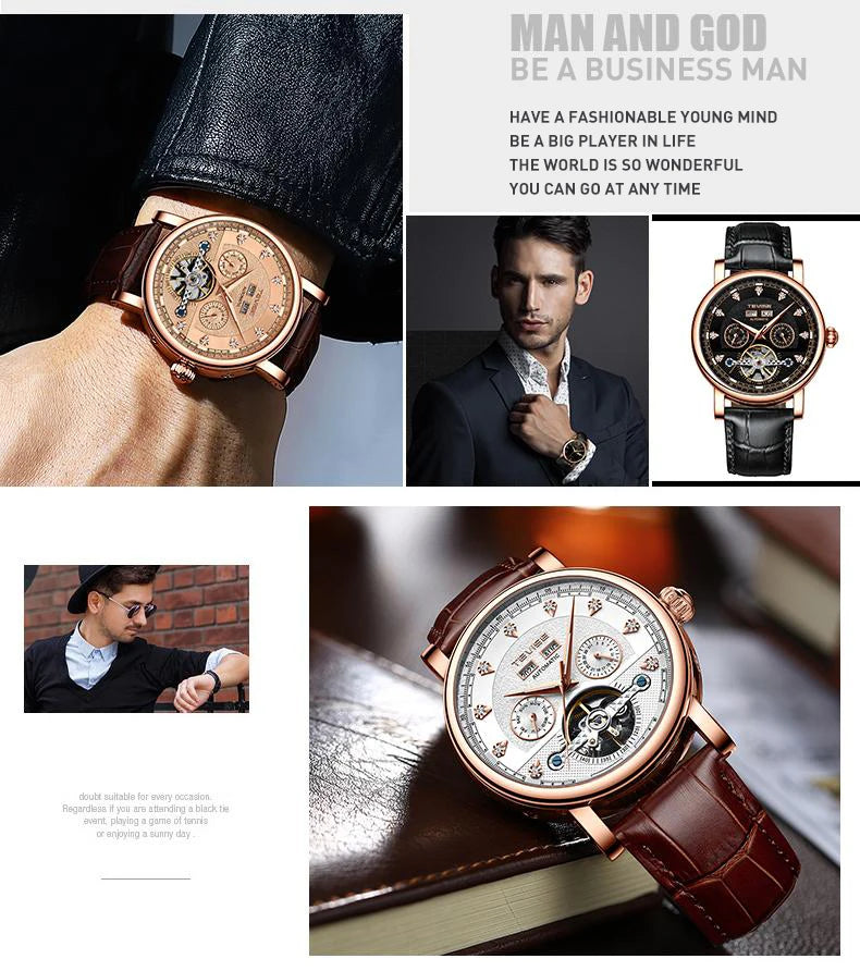 TEVISE Watch for Men Automatic Mechanical Movement with Calendar Luminous Fashion Casual Business Wristwatch