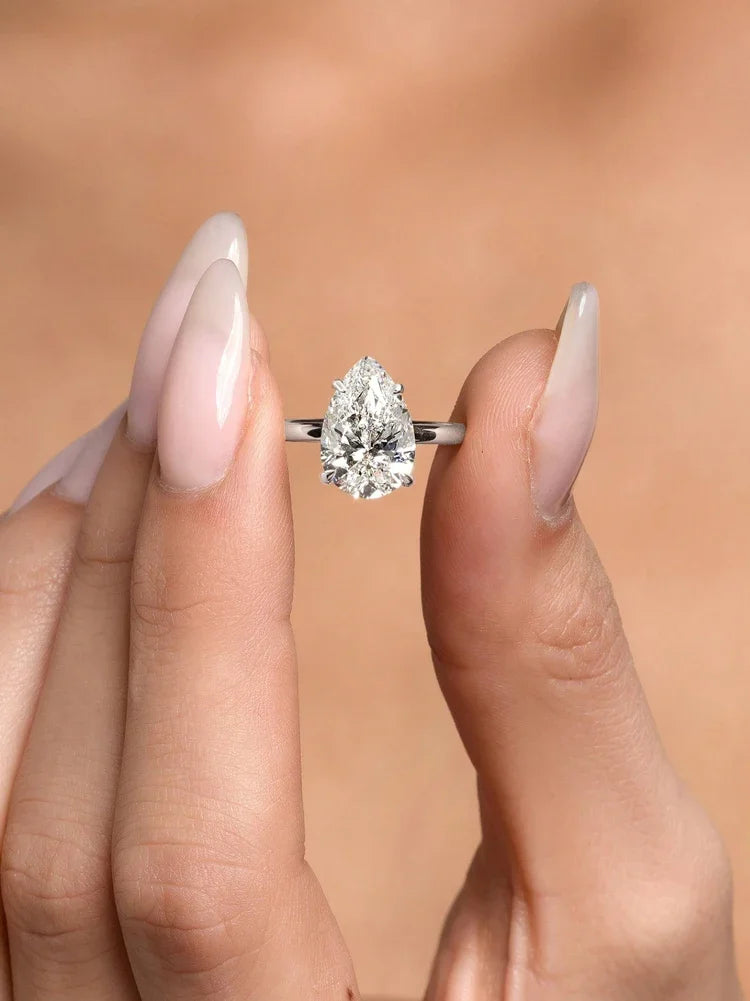 925 Sterling Silve Luxury Shiny 1-4CT Zircon Water Drop Ring For Women Engagement Wedding Gorgeous High Quality Fine Jewelry