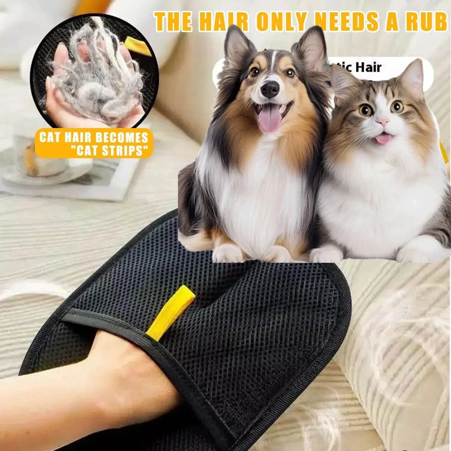 Pet Hair Removal Gloves Clothing Hair Collection Electrostatic Removal Gloves Double-sided Reusable Pet Beauty Gloves Upgraded