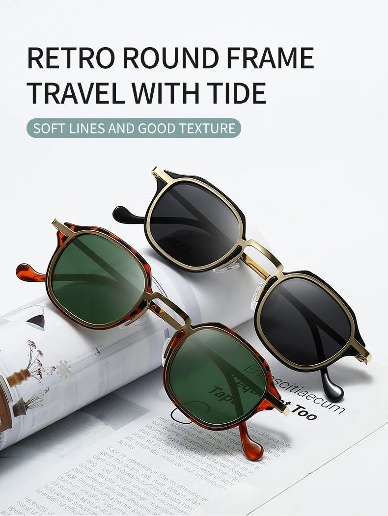 2025 New Small Square Polarized Sun Glasses For Men Women Retro Steampunk Sunglass Metal Frame Eyewear Oculos De Sol UV400 TAC