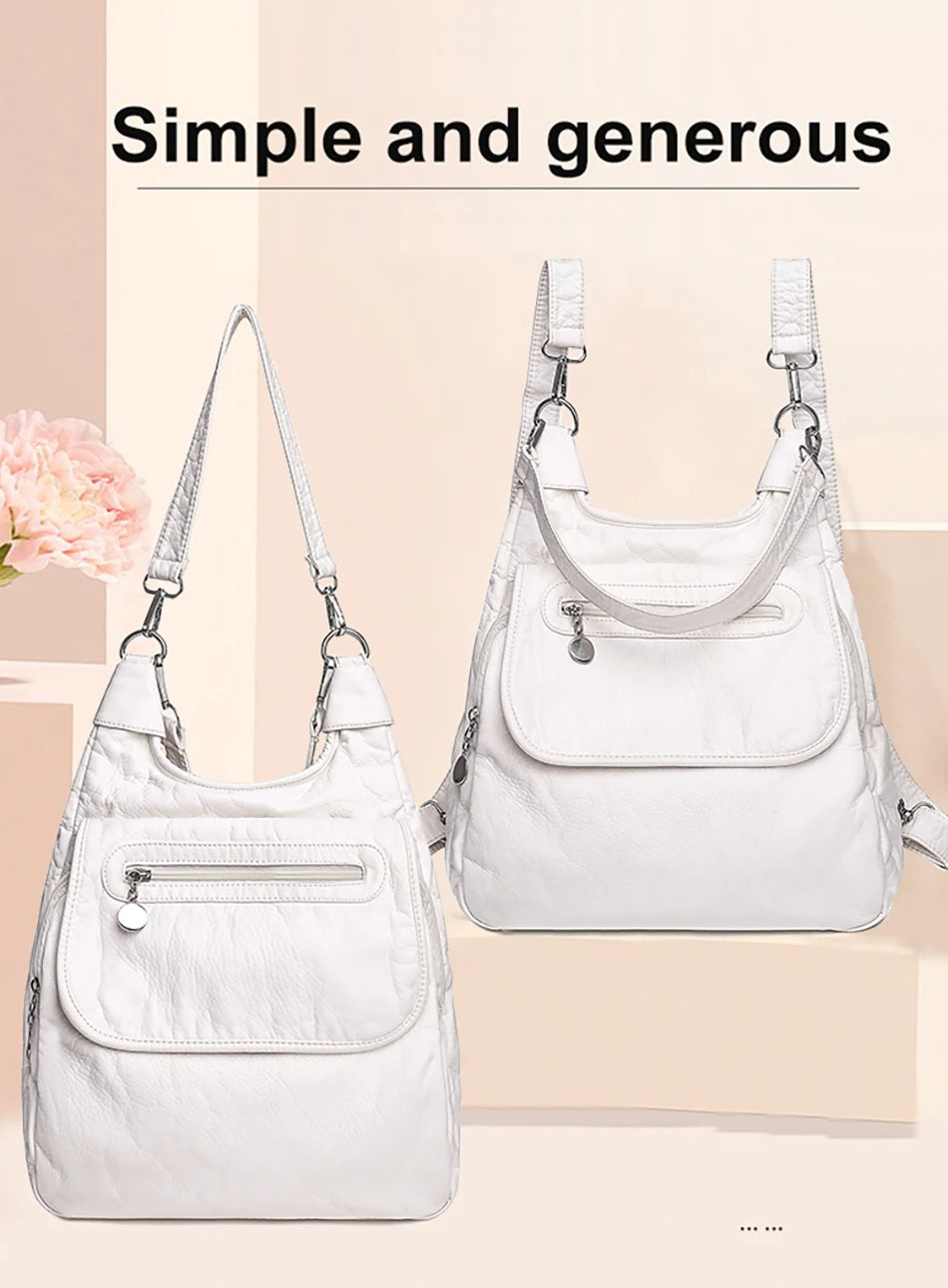 Multifunction Bags Purses High Quality Bookbag Soft Leather School Bags For Teen Girls Ladies Travel Large Capacity Mochilas