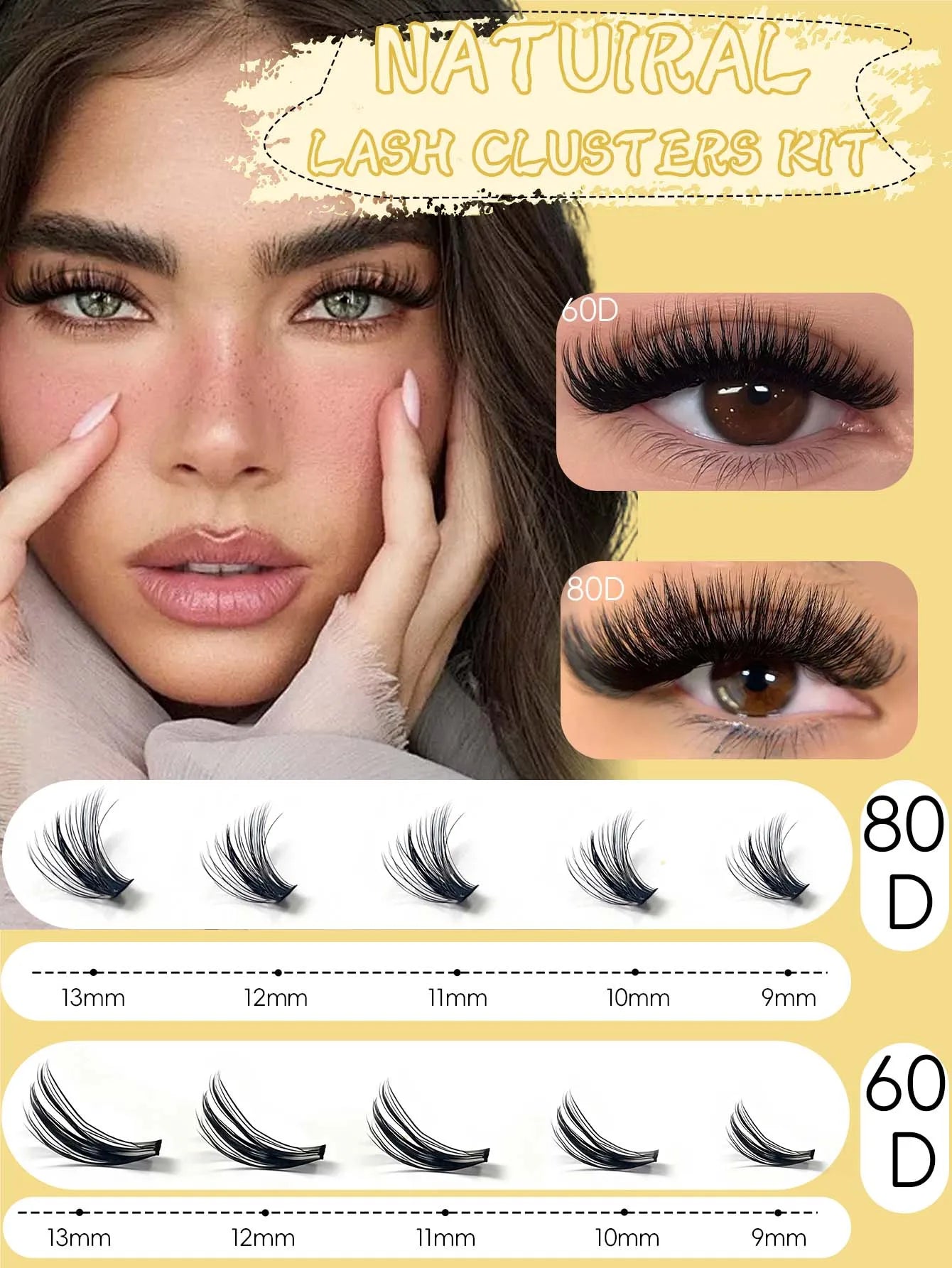 10 rows of 400 clusters makeup 3D eyelash extension natural eyelash tool 30/40/60/80D false eyelash personal eyelash extension