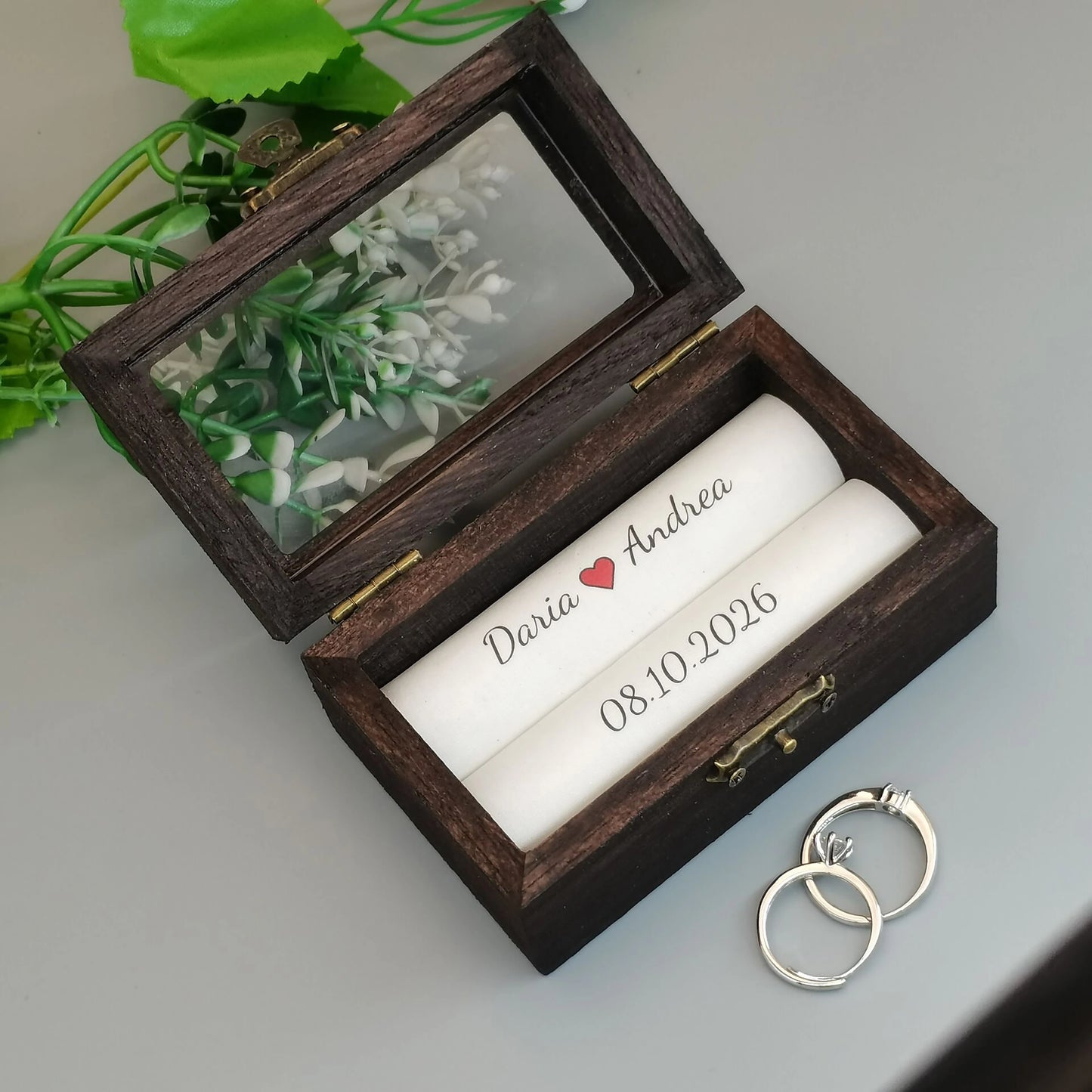 Personalized Wedding Ring Box Custom Wedding Ceremony Ring Box Custom Name Ring Box