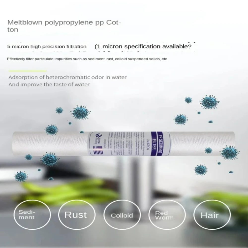 5pcs 20" Water Purifier 20 Inch 5 Micron Sediment Water Filter Cartridge Pp Cotton Filter Water Filter System