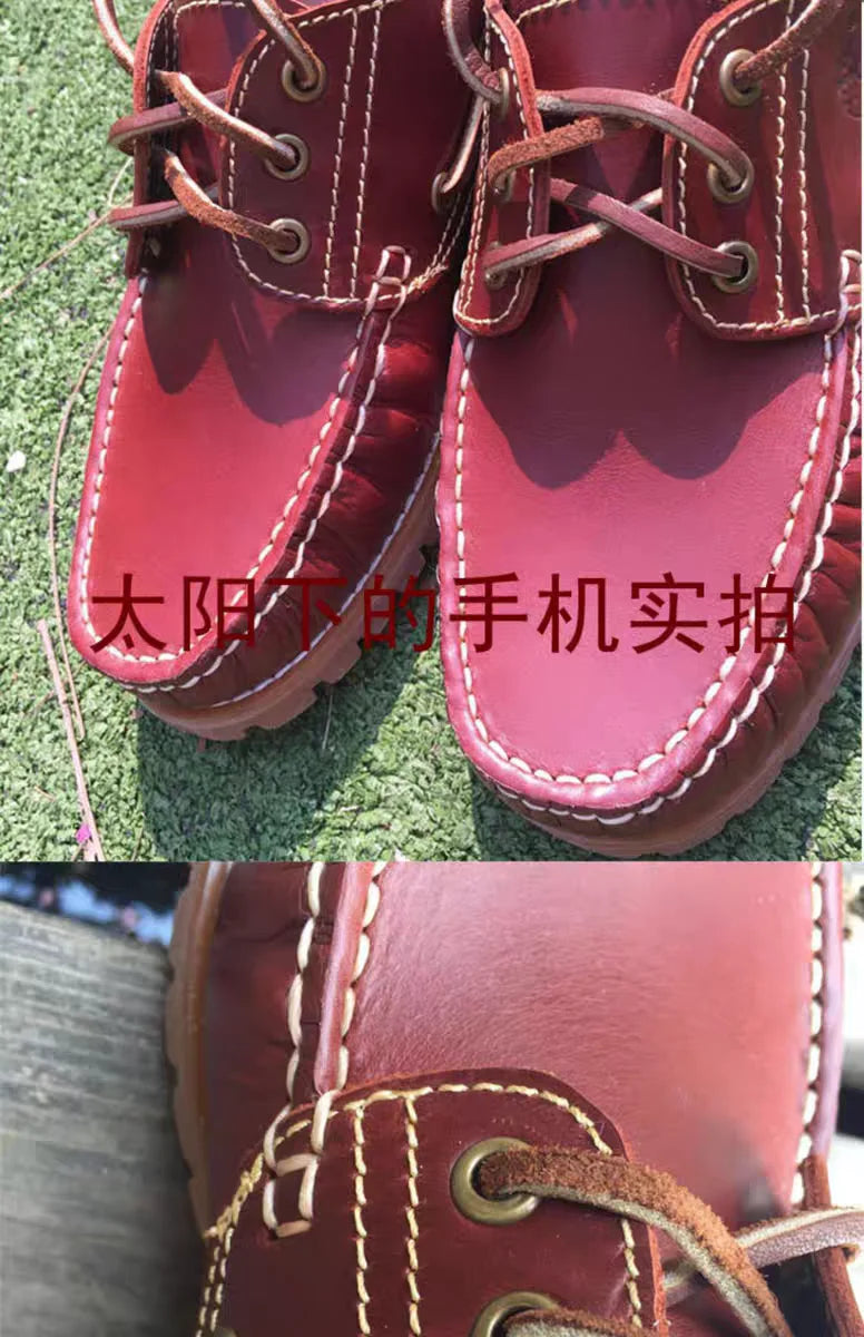 Fashion Genuine Leather Men's Loafers Soft Casual Derby Shoes Moccasins Boat Shoes Platform Male Black Brown Lace-up Oxfords