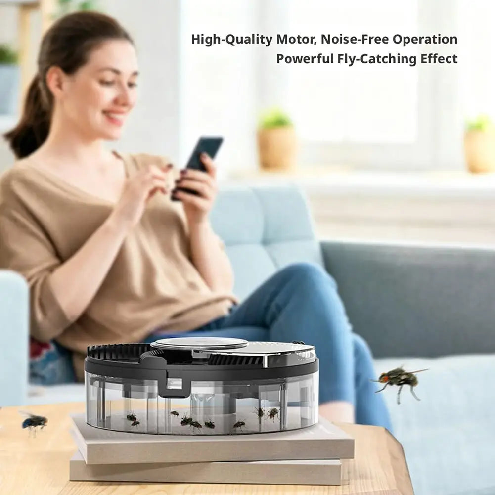 Indoor Fly Trap Machine USB Electric Insect Catcher Quiet Rotating Fly Collector with Easy Clean Box