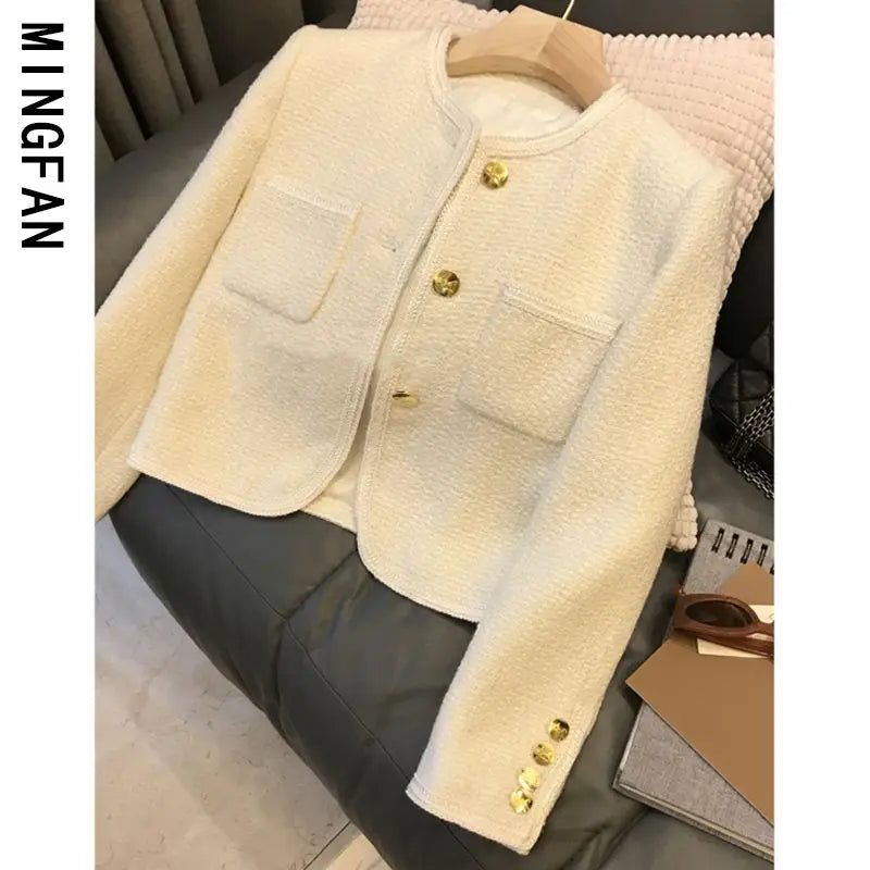 2025 New Early Spring Women's Tweed Suit Short Wool Coat Over Spring Autumn