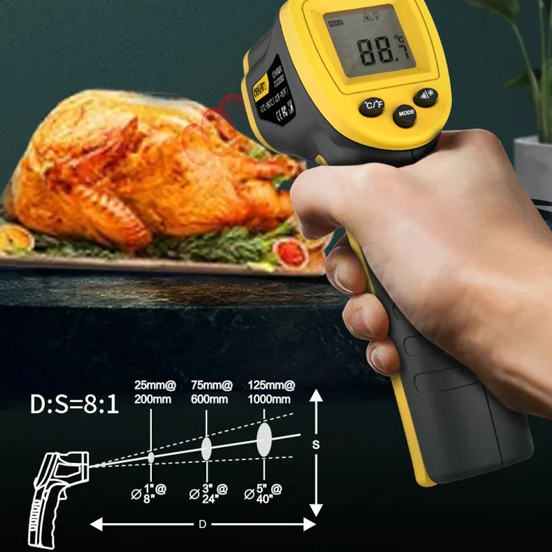 Deli Digital Infrared Thermometer IR Laser Pyrometer Non-Contact Temperature Tester with LCD Display for Home Use -30~380°F