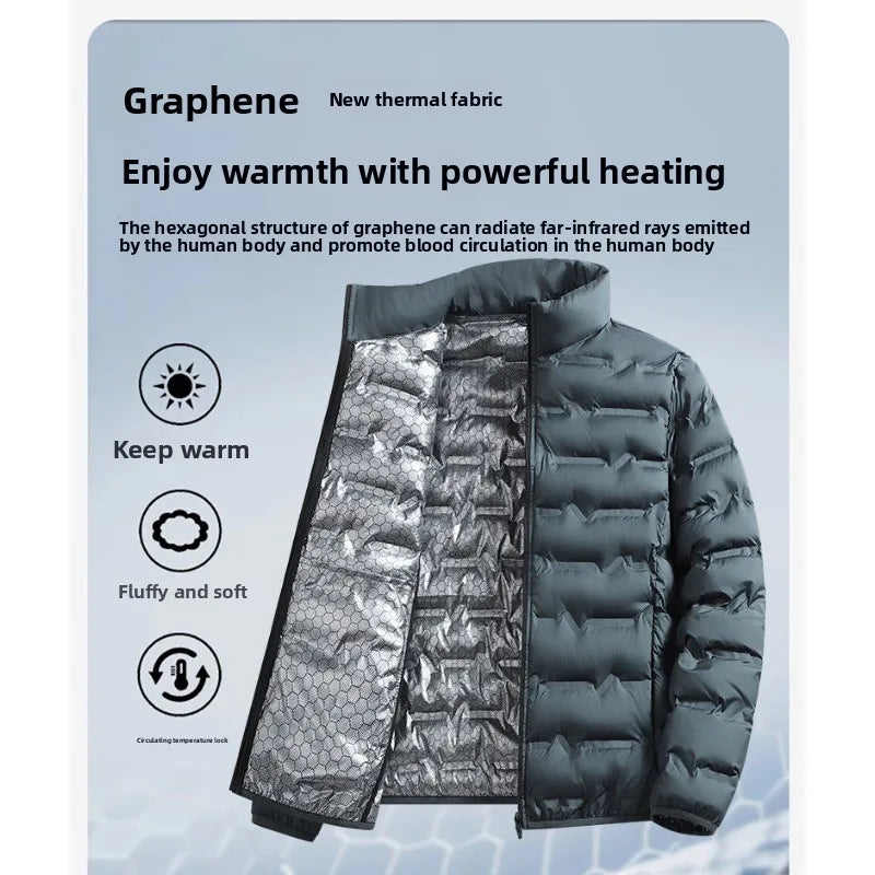 CHUJIEMen's autumn and winter graphene material warm and casual lightweight cotton jacket men's coat