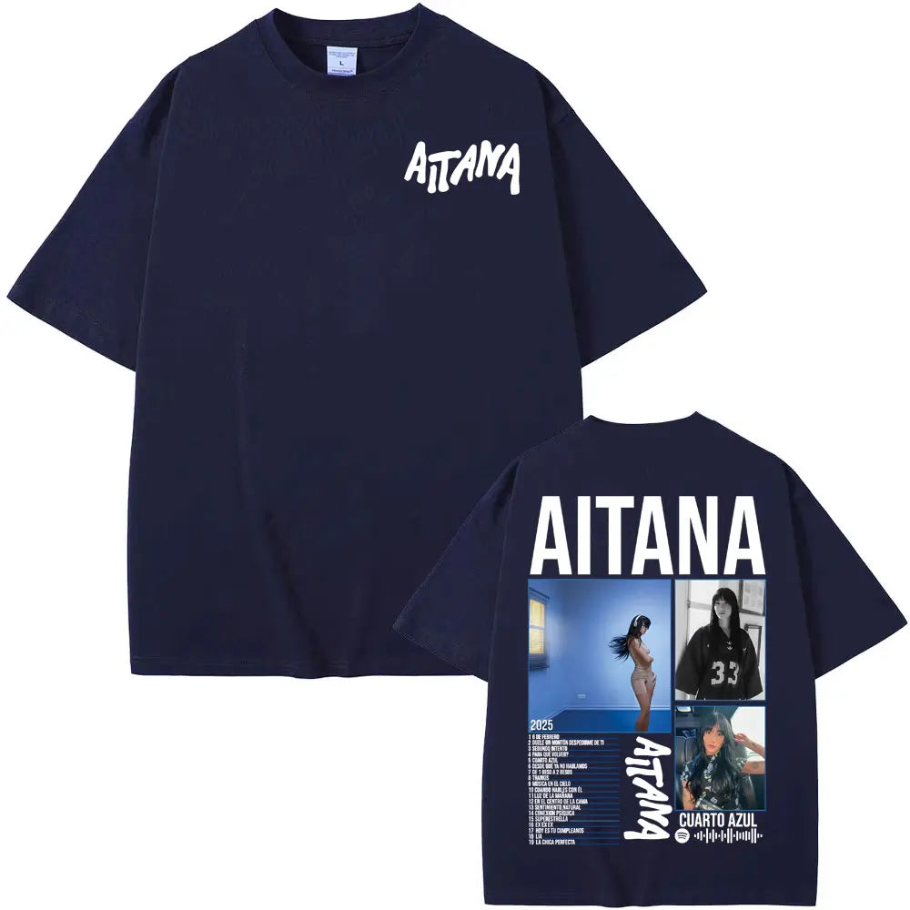 Singer Aitana Cuarto Azul Tour Graphic T Shirts Men Women Fashion Aesthetic Short Sleeve T-shirt Cotton Casual Oversized T Shirt