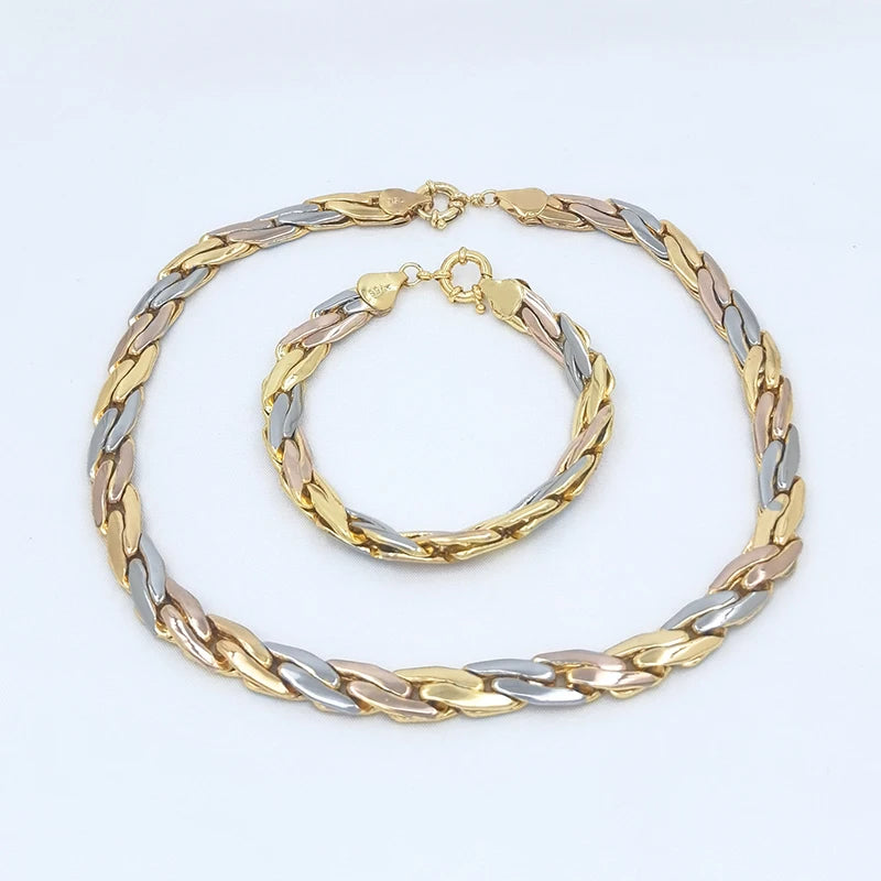 African Jewelry Big Set For Women Men Necklace Dubai Three Color Charm Bracelet Jewellery Xmas Daily Wear Party Gifts