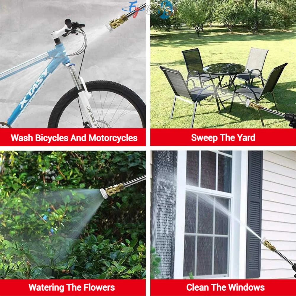 Portable Rechargeable Electric Pressure Washer with Hose, Multi-Nozzle for Car Washing, Garden Watering, Outdoor Cleaning